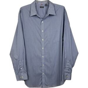 Van Heusen Traveler shirt men’s 2XLT button up long sleeve blue plaid check